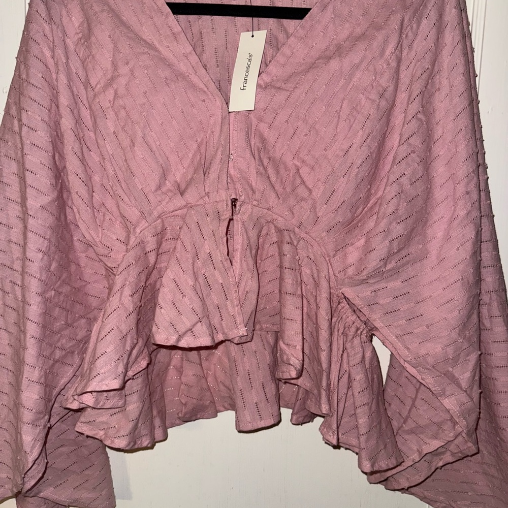 Miami Pink Textured Ruffle Blouse - Picture 2 of 4